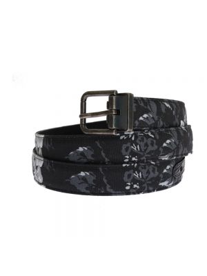 Cinturón de cuero de lino Dolce & Gabbana negro