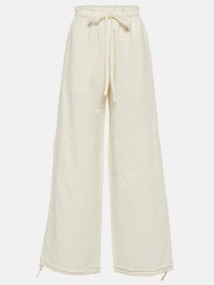 Βαμβακερό λινό παντελόνι σε φαρδιά γραμμή Acne Studios λευκό