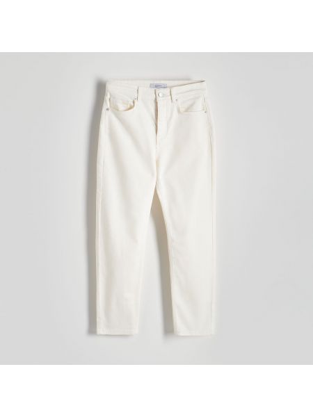 Straight fit džíny s vysokým pasem Reserved bílé