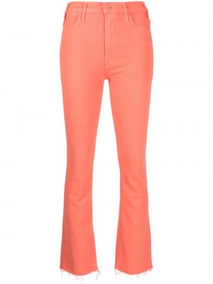Bavlněné straight fit džíny s knoflíky s oděrkami Mother - oranžová
