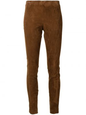 Slim fit seemisnahksed püksid Polo Ralph Lauren pruun