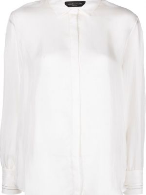 Μεταξωτό πουκάμισο με χάντρες Fabiana Filippi λευκό