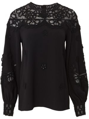 Блуза на цветя Carolina Herrera черно