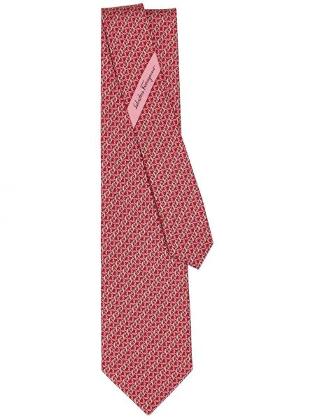 Cravatta con stampa Ferragamo rosso