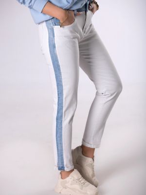 Pruhované džínsy s rovným strihom Ptakmoda sivá