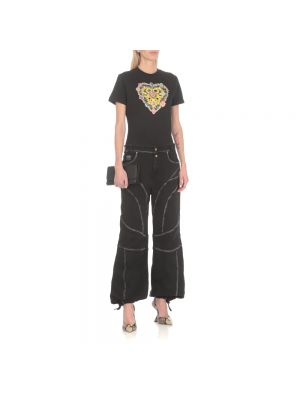 Koszulka w serca Versace Jeans Couture czarna