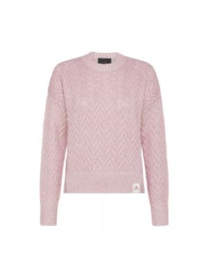 Sweter z alpaki w jodełkę Peuterey różowy