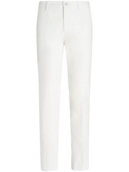 Žakárové chinos nohavice s paisley vzorom Etro biela