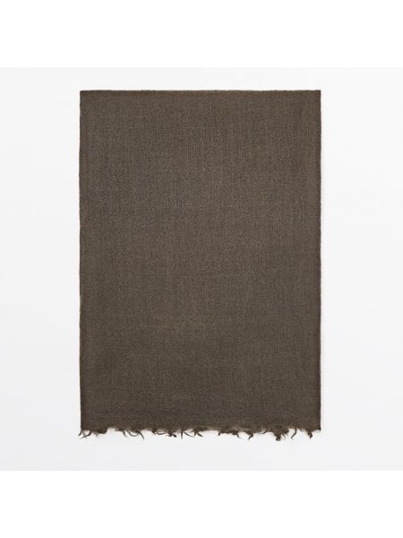 Шерстяной шарф Massimo Dutti коричневый