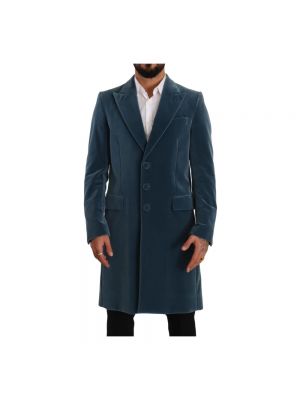Aksamitny płaszcz zimowy bawełniany Dolce And Gabbana niebieski
