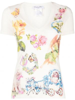 Βαμβακερή μπλούζα με σχέδιο Christian Dior λευκό