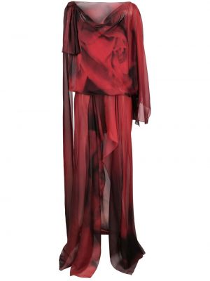 Hodvábne koktejlkové šaty s potlačou s abstraktným vzorom Alberta Ferretti