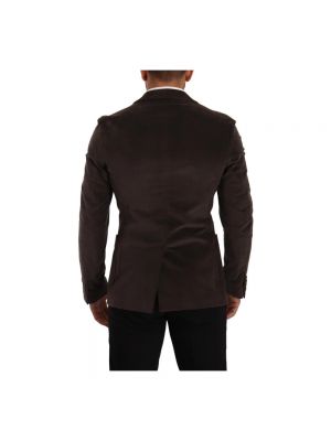 Aksamitny płaszcz slim fit Dolce And Gabbana brązowy