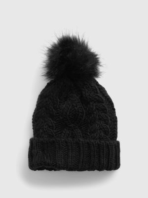 Плетена шапка Gap черно