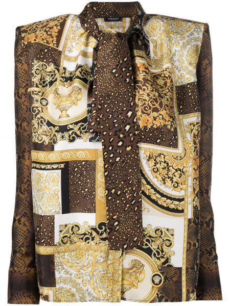 Złota bluzka z kokardą Versace