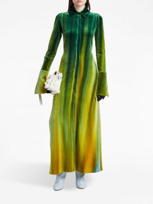 Aksamitna sukienka koszulowa Proenza Schouler zielona