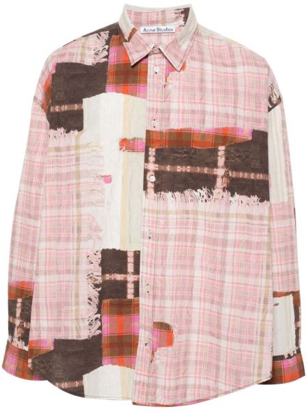 Βαμβακερό πουκάμισο με σχέδιο Acne Studios ροζ