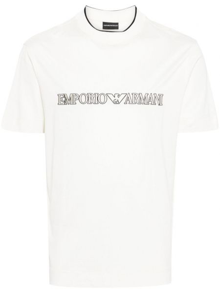 Džerzej tričko s výšivkou Emporio Armani biela
