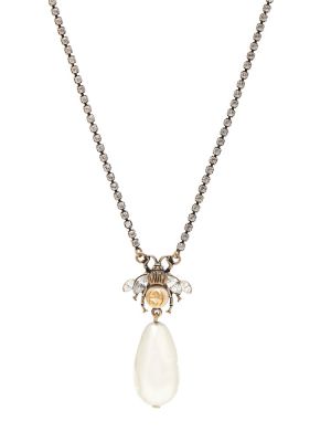 Krištáľový náhrdelník s perlami Gucci zlatá