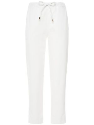 Памучни прав панталон Max Mara бяло