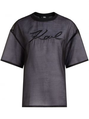 T-krekls ar izšuvumiem Karl Lagerfeld melns