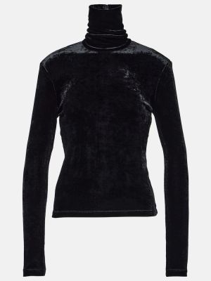 Samta džemperis ar augstu apkakli džersija Saint Laurent melns