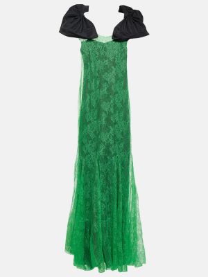 Sukienka długa koronkowa Nina Ricci zielona