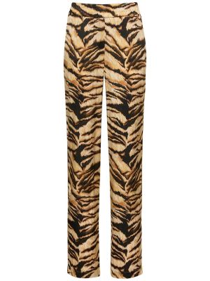 Pantalon en satin à imprimé et imprimé rayures tigre Roberto Cavalli