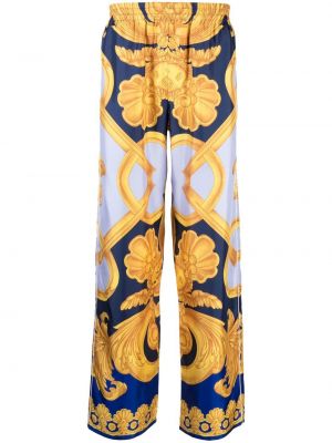 Pantaloni de mătase cu imagine Versace