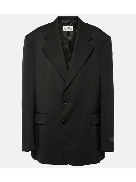 Шерстяной пиджак оверсайз Mm6 Maison Margiela черный