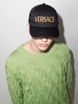 Puuvillased tikitud nokamüts Versace