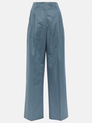 Pamučne hlače visoki struk The Row plava
