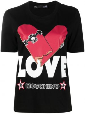 Hjertemønster trykt t-skjorte Love Moschino svart