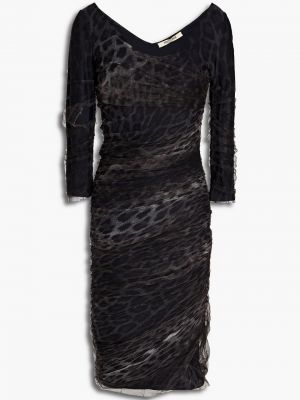 Плаття міні з фатину з принтом Roberto Cavalli, сіре