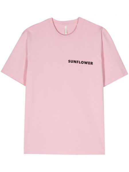 Bavlněné tričko s potiskem Sunflower růžové