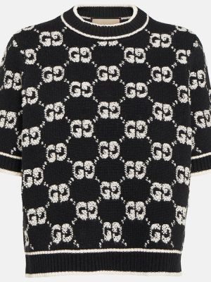 Žakárový vlněný svetr Gucci černý