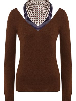 Кашемировый пуловер Oscar De La Renta коричневый