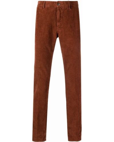 Pantalones rectos de pana slim fit Incotex marrón