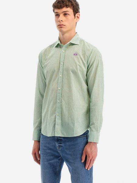 Хлопковая рубашка с принтом La Martina зеленая