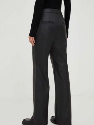 Kožené kalhoty s vysokým pasem Bruuns Bazaar černé