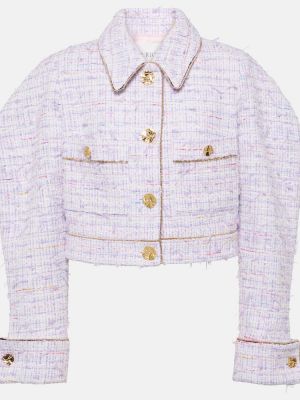 Pamučna jakna od tvida Nina Ricci ljubičasta