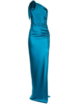 Niebieska jedwabna sukienka wieczorowa asymetryczna Michelle Mason