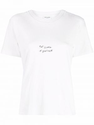 Тениска с принт Saint Laurent бяло