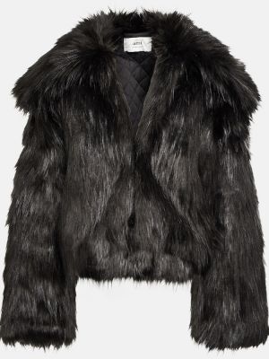 Cappotto corto di pelliccia Ami Paris nero