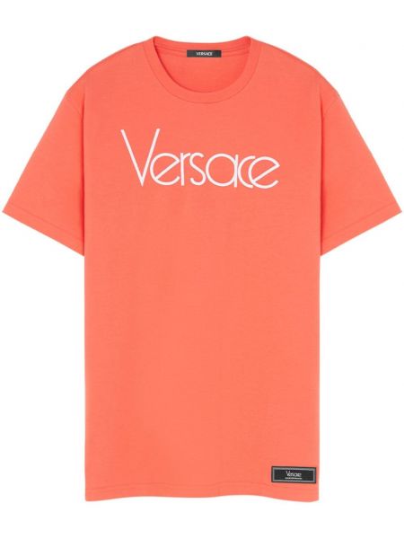 Tricou din bumbac cu imagine Versace portocaliu