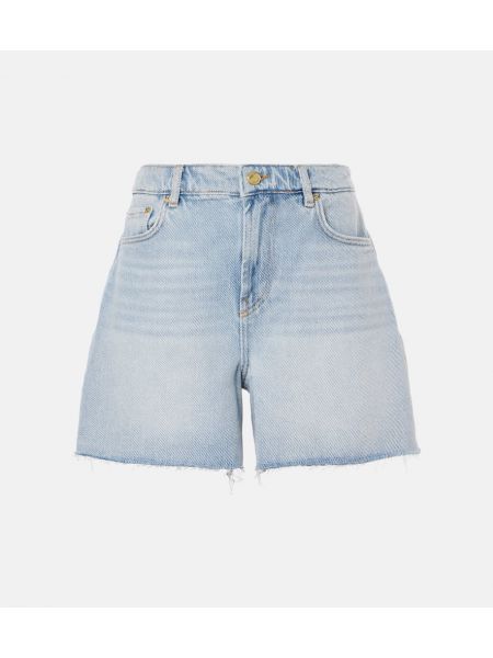 Hög midja jeansshorts Ganni blå