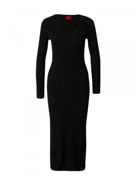 Pletené džersejové šaty Hugo čierna