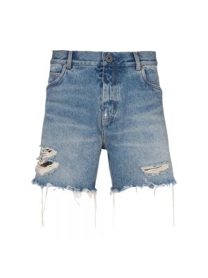 Shorts en jean en coton Balmain