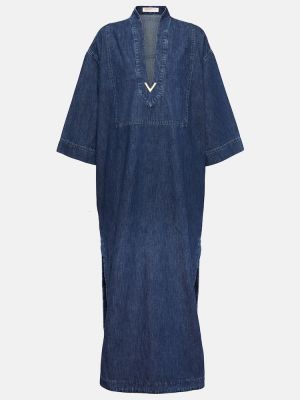 Robe mi-longue à imprimé Valentino bleu