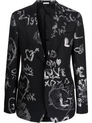 Trykt lang blazer Alexander Mcqueen svart